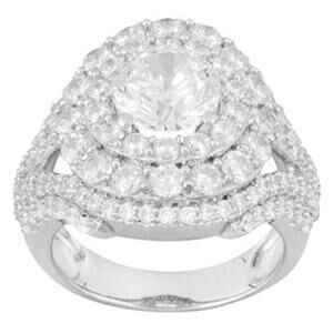 7.50ctw Platinum Plated Sterling Silver Ring Sz 8